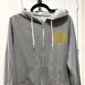 Coachella, Grey w/ graphic print, Zip-up sweatshirt, medium